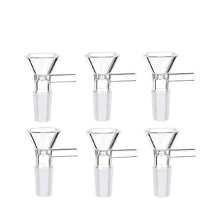 6PCS 14mm Heat-Resistant Borosilicate Glass Funnel, Mini Bowl Piece with Handle for Home Kitchen