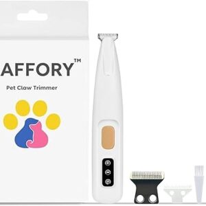 Saffory Dog Paw Trimmer, Pet Claw Trimmer with LED Light, Low Noise USB Rechargeable Pet Clipper. Suitable for Dogs and Cats, for Trimming Hair Around Paws Eyes Ears Face Buttocks. (1)