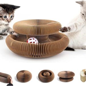Kitty Curlz Cat Scratching Board, Magic Organ Cat Toy, Made of Recyclable Corrugated Cardboard, Scratch-Resistant and Abrasion-Resistant, Foldable, Wood Grain Model