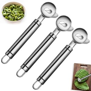 3 Pack Cactus Peeler Spoon,2025 Stainless Steel Cuchara Pelador de Nopales,Multi-Function Cactus Peeling Knife Tool,Sliced Chinese Noodle Cutter for Cooking Kitchen Gadgets