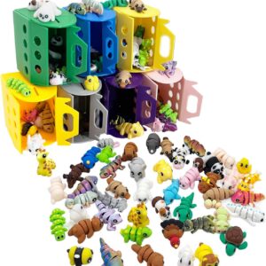 20Pcs Mini Animals Figures Set, 3D Printed Small Animal Flexible Fidget Toy, 3D Printed Cute Animal Home, Office, Executive Desk for Christmas Decoration, Tiny Animals Figurines Exquisite Cute Pet