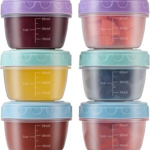 6 Pack 2.7 OZ Salad Dressing Container to Go with lids,Dishwasher and Microwave Safe Tiny Condiment Containers with Graduated Lines, Reusable and Leakproof Small Sauce Containers for Lunch Box