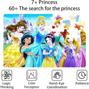 60 Piece Jigsaw Puzzles for Kids Ages 4-8 Educational Learning Toys for Boys & Girls Fun Puzzle Game with Sturdy Tin Box Storage Toddler & Preschool Children’s Activity