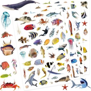 Ocean Animals Stickers 820 Count Ocean Sea Animal Fish Shark Stickers Party Favors Gifts Stickers Decor for Scrapbook Calendar Planner Gift Wrap Decor (Ocean)