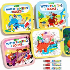 Timetome Reusable Children's Water Painting Book 3 Books with Themes of Fairy Tale Kingdom & The Animal World，Watercolor Painting Books for Kids Paint Magic with Water