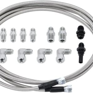 6AN 70" Transmission Fluid Oil Cooler Hose Line kit for GM Chevy Transmission 4L80E TH350 TH400 4L60E 700R4 200-4R TR6060 Ford AOD 4R100 4R70W and C5 Stainless Steel Braided PTFE Hose